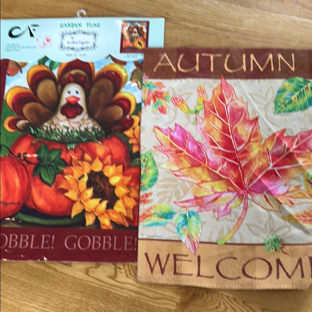 THANKSGIVING Turkey & Autumn/Fall Welcome  Garden Flags Seasonal Outdoor Decor